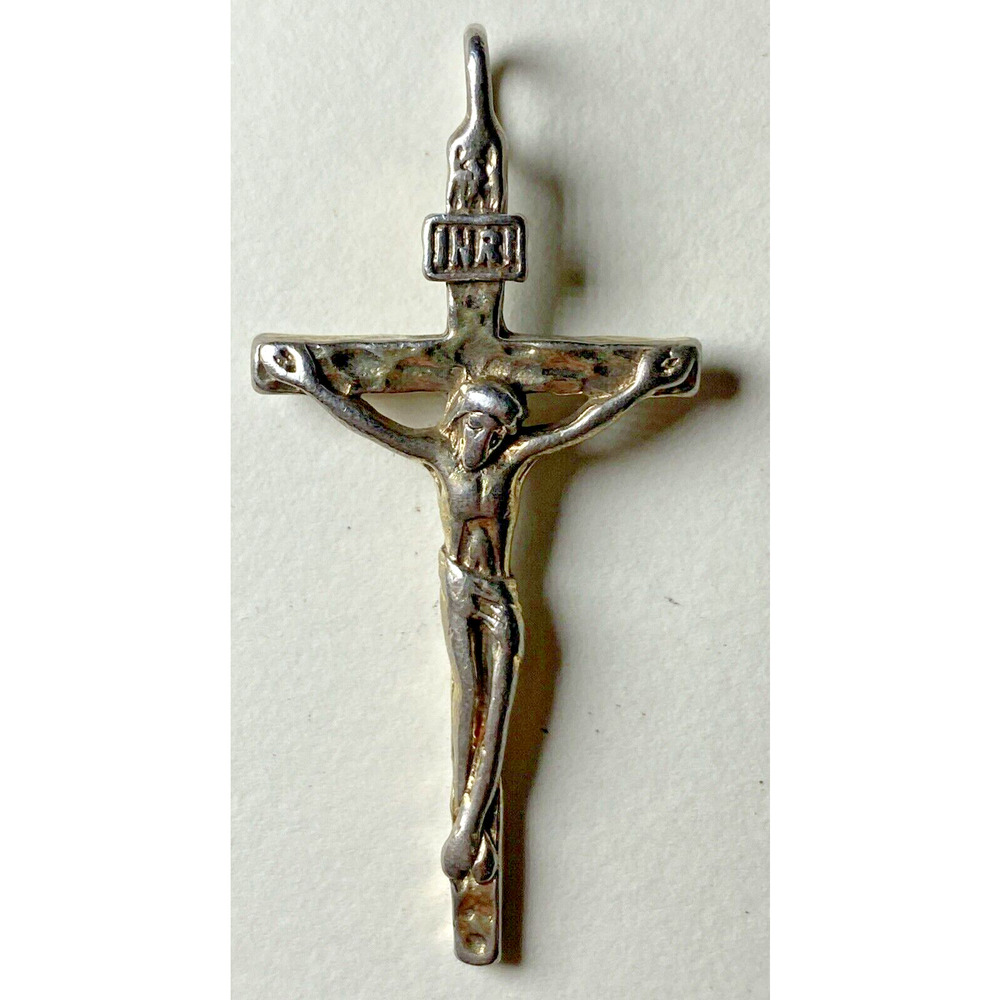 925 Sterling Silver Cross Jesus Piece Crucifix Pendant Necklace 3g 2 3/4 x 3/4